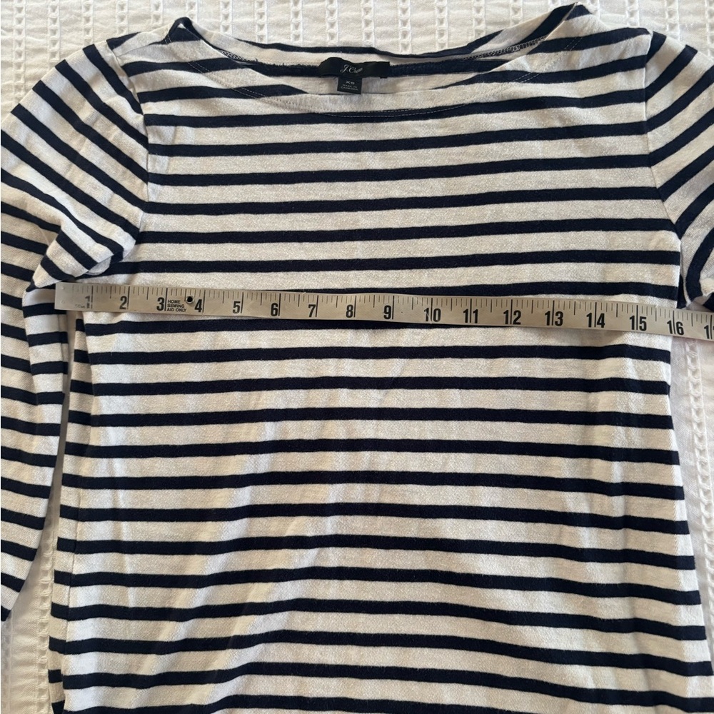 J. Crew Navy and White Striped 3/4 Sleeve Top Size XS - Picture 8 of 10